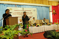 Chief Guest, Smt S.B. Marak, MCS, Commissioner for Persons with Disabilities, Meghalaya, Shillong delivering a speech during the inaugural programme on the 14th November, 2019