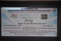 Celebration of the International Day of Persons with Disabilities,  Launch of Meghalaya Sign Bank App and Special BLO for PWDs on 3rd December, 2018